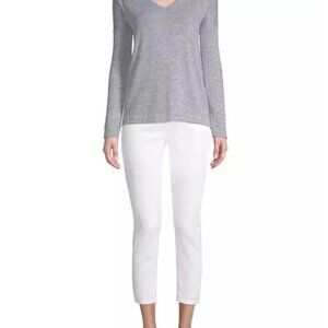 Jen 7 for All Mankind  Size 12 White Jeans Cropped Skinny Stretch High Waste
